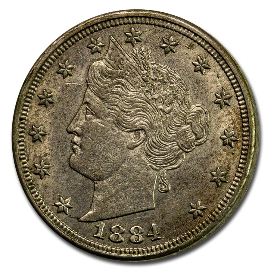 1884 Liberty Head V Nickel AU