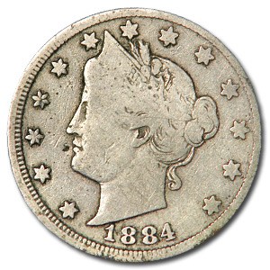 1884 Liberty Head V Nickel VG