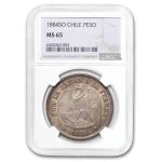 1884-So Chile Silver Peso MS-65 NGC
