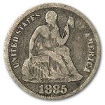 1885 Liberty Seated Dime VG