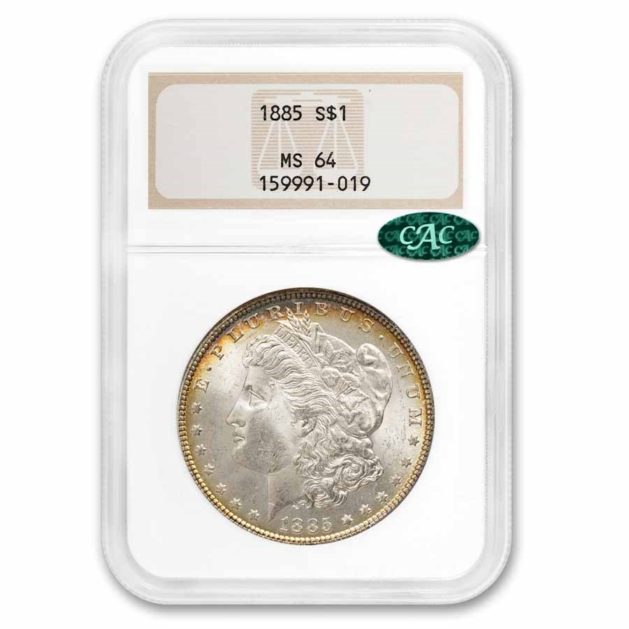 1885 Morgan Dollar MS-64 NGC CAC (Fatty Holder, Toned)