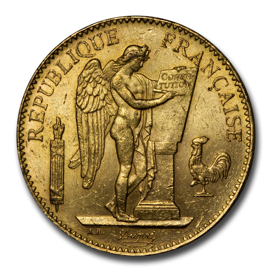 1886-A France Gold 100 Francs Lucky Angel BU