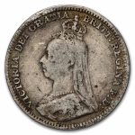 1887-1893 Great Britain Silver 3 Pence Victoria Avg Circ