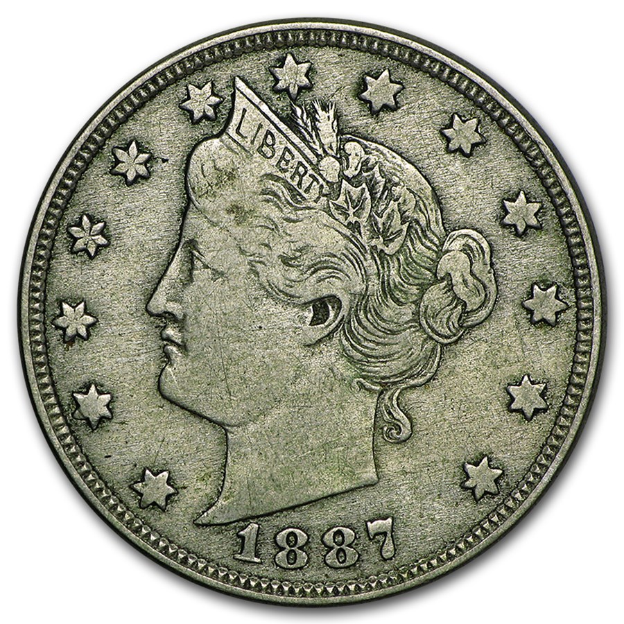 1887 Liberty Head V Nickel VF