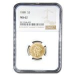 1888 $3 Gold Princess MS-62 NGC