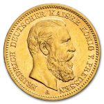 1888 Germany Gold 20 Marks Prussia Friedrich III AU