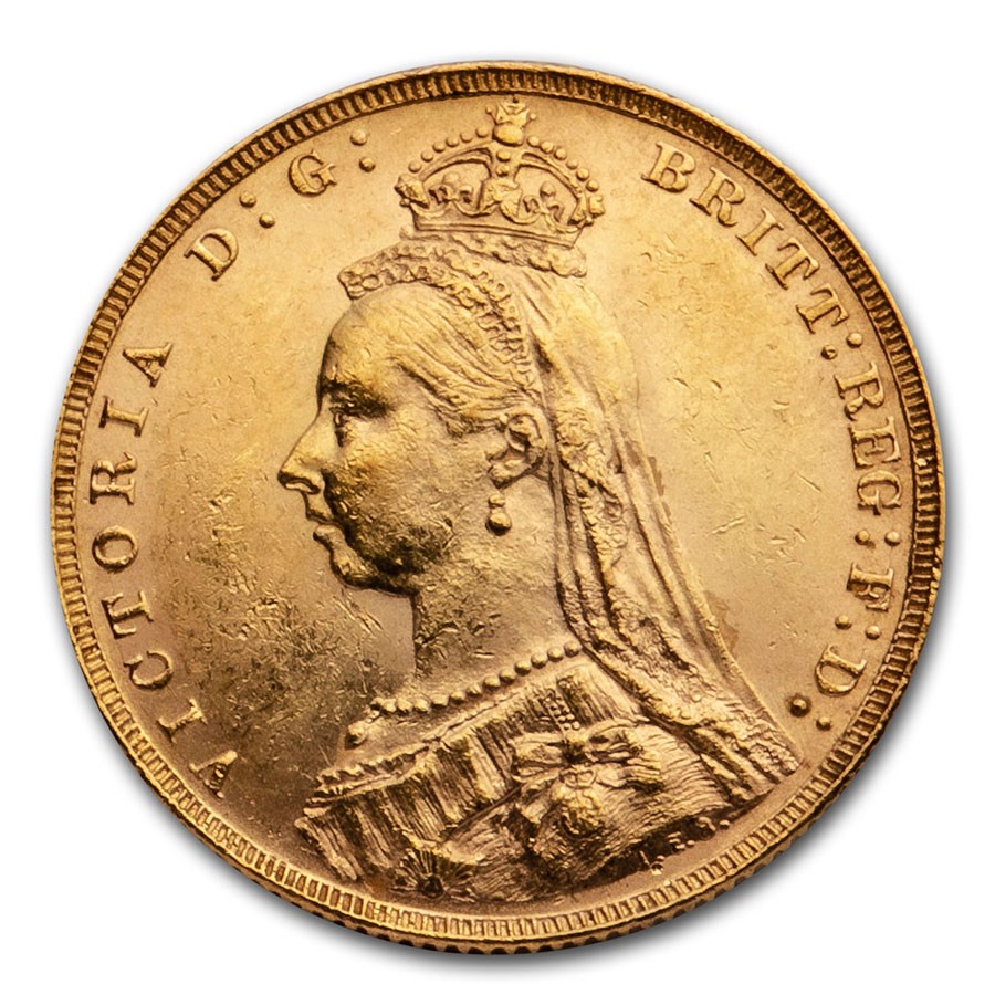 1888 Great Britain Gold Sovereign Victoria Veil Head BU