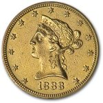1888-O $10 Liberty Gold Eagle AU Details (Cleaned)