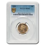 1889 $3 Gold Princess MS-62 PCGS