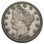 1890 Liberty Head V Nickel AU