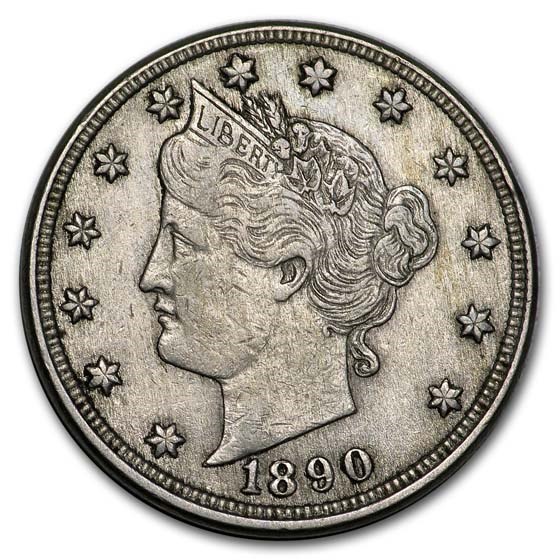 1890 Liberty Head V Nickel AU