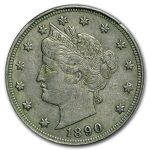 1890 Liberty Head V Nickel XF