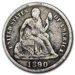 1890 Liberty Seated Dime Fine