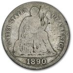 1890-S Liberty Seated Dime VG