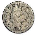 1891 Liberty Head V Nickel Good