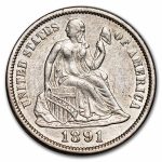 1891 Liberty Seated Dime AU