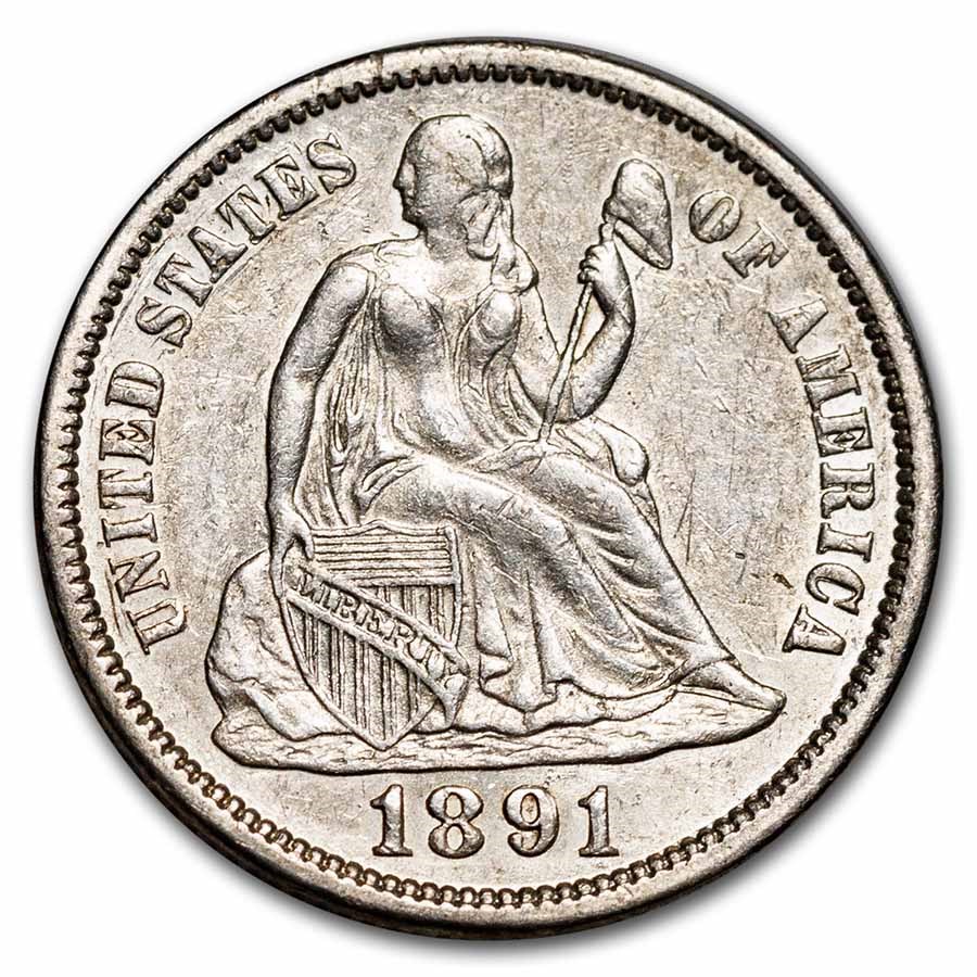 1891 Liberty Seated Dime AU