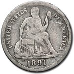 1891 Liberty Seated Dime Fine