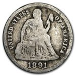 1891 Liberty Seated Dime Good