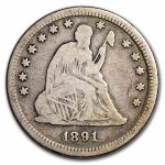1891 Liberty Seated Quarter VG