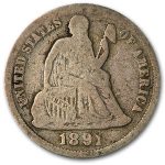 1891-O Liberty Seated Dime VG