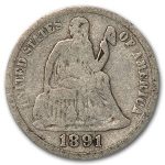 1891-S Liberty Seated Dime VG
