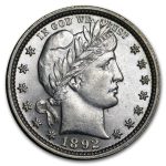 1892 Barber Quarter BU