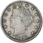 1892 Liberty Head V Nickel VF