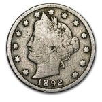 1892 Liberty Head V Nickel VG