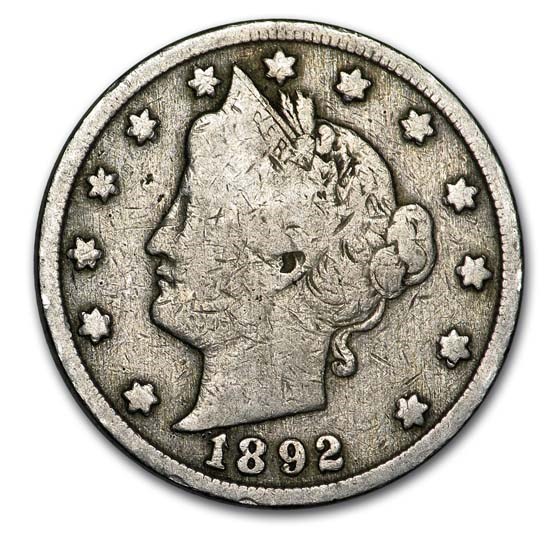 1892 Liberty Head V Nickel VG