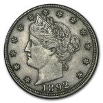 1892 Liberty Head V Nickel XF