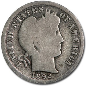 1892-S Barber Dime Good
