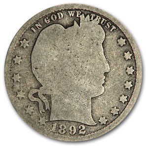 1892-S Barber Quarter AG