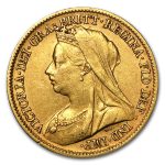 1893-1901 Great Britain Gold Half Sov Victoria Veil Head Avg Circ