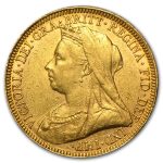 1893-1901 Great Britain Gold Sov. Victoria Veil Head Avg Circ