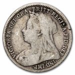 1893-1901 Great Britain Silver 3 Pence Victoria Avg Circ