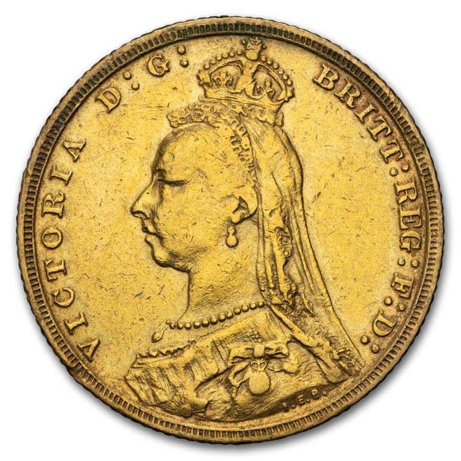 1893-1901-M Australia Gold Sov Victoria Veil Head XF (Scruffy)