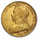 1893-1901-P Australia Gold Sovereign Victoria Veil Head Avg Circ