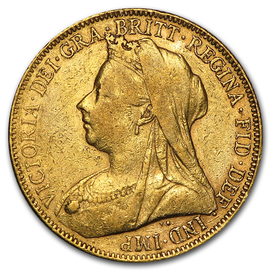 1893-1901-P Australia Gold Sovereign Victoria Veil Head Avg Circ
