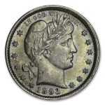 1893 Barber Quarter AU