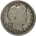 1893 Barber Quarter Good/VG