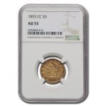 1893-CC $5 Liberty Gold Half Eagle AU-55 NGC