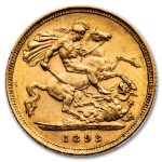 1893 Great Britain Gold Half-Sovereign Victoria Veil AU