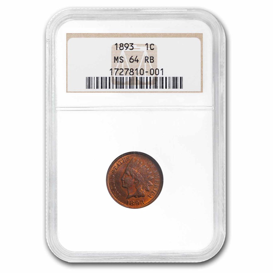 1893 Indian Head Cent MS-64 NGC (Red/Brown)