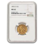 1893-O $5 Liberty Gold Half Eagle MS-62 NGC