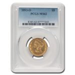 1893-O $5 Liberty Gold Half Eagle MS-62 PCGS