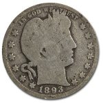 1893-O Barber Quarter Good