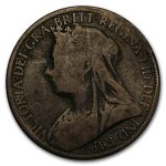 1895-1901 GB Victoria Veil Head Penny Avg Circ (Random date)
