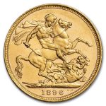 1896-M Australia Gold Sovereign Victoria Veiled Head BU