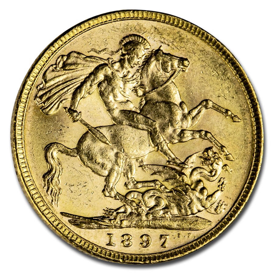 1897-M Australia Gold Sovereign Victoria Veiled Head BU